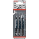 Bosch Lames de scie sauteuse T 111 C Basic for Wood, Lame de scie Lames de scie sauteuse, Panneau aggloméré, Fibre de bois, Contre-plaqué, Bois tendre, Acier fin au carbone, 5 cm, 3 mm, 10 cm
