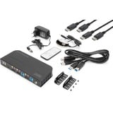 Digitus Commutateur KVM, 2 ports, 4K 60 Hz, 2 x entrées DP, 1 x sortie DP/HDMI, Switch KVM Noir, 2 ports, 4K 60 Hz, 2 x entrées DP, 1 x sortie DP/HDMI, 4096 x 2160 pixels, 4K Ultra HD