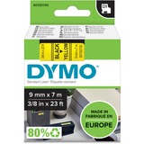 Dymo D1 - Standard Étiquettes - Noir sur jaune - 9mm x 7m, Ruban Noir sur jaune, Polyester, Belgique, -18 - 90 °C, DYMO, LabelManager, LabelWriter 450 DUO