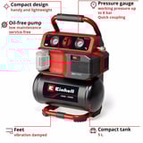 EINHELL Compresseur à batterie Power X-Change TE-AC 18/75 Li OF-Solo, 18 Volt Noir/Rouge