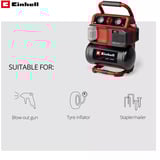 EINHELL Compresseur à batterie Power X-Change TE-AC 18/75 Li OF-Solo, 18 Volt Noir/Rouge