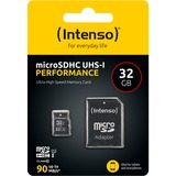 Intenso 3424480 mémoire flash 32 Go MicroSD UHS-I Classe 10, Carte mémoire Noir, 32 Go, MicroSD, Classe 10, UHS-I, Class 1 (U1), Résistant à une température, Résistant aux chocs, Imperméable, Résistant aux rayons X