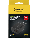 Intenso Power Adapter W65ACC GaN chargeur Noir, 2x USB-C, 1x USB-A