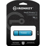 Kingston IronKey Vault Privacy 50 16 Go, Clé USB Bleu clair/Noir, USB-A 3.2 Gen 1 (5 Gbit/s)