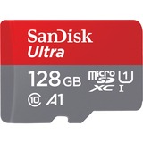 SanDisk Ultra 128 Go MicroSDXC Classe 10, Carte mémoire 128 Go, MicroSDXC, Classe 10, 120 Mo/s, Class 1 (U1), Gris, Rouge