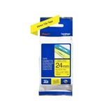 Brother Cassette d'étiquettes TZE-651, Ruban 24 mm, noir sur jaune