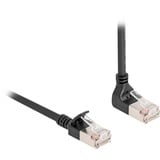 DeLOCK Câble de raccordement RJ-45 Cat.6a S/FTP, Slim coudé à 90° Noir