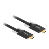 DeLOCK USB-C 3.1 Gen 2 SuperSpeed mâle > USB-C mâle avec vis latérales, Câble Noir, 1 mètre