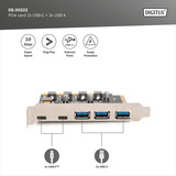 Digitus Carte PCIe 2x USB-C + 3x USB A, Carte d'interface 