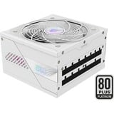 GIGABYTE GP-AE850PM PG5 ICE alimentation  modulaire 850 watt Blanc, 1x 12VHPWR, 6x PCIe, 80 PLUS Platinum, Conception entièrement modulaire, Ventilateur de 120 mm, Compatible ATX 3.0, Prise EU, 850 W, 100 - 240 V, 50/60 Hz, 12 A, Actif, 125 W