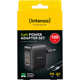Intenso Intenso Power Adapter W100ACC GaN + C520C Câble chargeur Noir, 2x USB-C, 1x USB-A