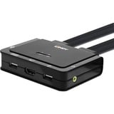 Lindy Switch KVM 2 Ports HDMI 4K60, USB Type C, USB 2.0 & Audio avec Câbles USB Type C, USB 2.0 & Audio avec Câbles, 3840 x 2160 pixels, 4K Ultra HD, Noir