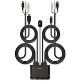 Lindy Switch KVM 2 Ports HDMI 4K60, USB Type C, USB 2.0 & Audio avec Câbles USB Type C, USB 2.0 & Audio avec Câbles, 3840 x 2160 pixels, 4K Ultra HD, Noir