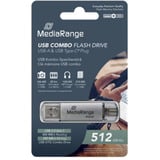 MediaRange Clé USB combo 512 GB Argent/transparent