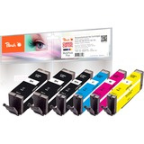 Peach PI100-397 cartouche d'encre 6 pièce(s) Compatible Rendement extra (super) élevé Noir, Cyan, Magenta, Photo noire, Jaune Rendement extra (super) élevé, 23 ml, 12 ml, 600 pages, 6 pièce(s), Multi pack