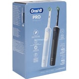 Procter & Gamble Vitality Pro Duo Adulte Brosse à dents rotative oscillante Noir, Bleu, Blanc, Brosse a dents electrique Noir/Bleu, Adulte, Brosse à dents rotative oscillante, Soin quotidien, Sensible, Super sensitive, Noir, Bleu, Blanc, 7800 mouvements par minute, 4 x 30 sec