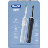 Procter & Gamble Vitality Pro Duo Adulte Brosse à dents rotative oscillante Noir, Bleu, Blanc, Brosse a dents electrique Noir/Bleu, Adulte, Brosse à dents rotative oscillante, Soin quotidien, Sensible, Super sensitive, Noir, Bleu, Blanc, 7800 mouvements par minute, 4 x 30 sec