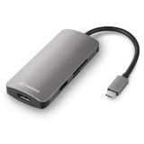 Sharkoon USB 3.0 Type C Multiport Adapter	, Station d'accueil Gris foncé