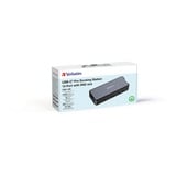 Verbatim CDS-15S Avec fil USB 3.2 Gen 1 (3.1 Gen 1) Type-C Noir, Gris, Station d'accueil Aluminium/Noir, Avec fil, USB 3.2 Gen 1 (3.1 Gen 1) Type-C, 100 W, 3,5 mm, 1000 Mbit/s, Noir, Gris