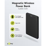 goobay Powerbank magnétique sans fil de 5 000 mAh Noir, 1x USB-C + Chargement sans fil, Power Delivery