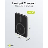goobay Powerbank magnétique sans fil de 5 000 mAh Noir, 1x USB-C + Chargement sans fil, Power Delivery
