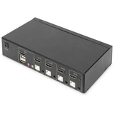 Digitus Commutateur KVM, 4 ports, Simple affichage, 4K, HDMI®, Switch KVM Noir, 4 ports, Simple affichage, 4K, HDMI®, 3840 x 2160 pixels, 4K Ultra HD, Noir