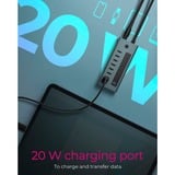 ICY BOX IB-HUB1457-C31 USB 3.2 Gen 1 (3.1 Gen 1) Type-C 10000 Mbit/s Bleu, Gris, Hub USB USB 3.2 Gen 1 (3.1 Gen 1) Type-C, USB 3.2 Gen 2 (3.1 Gen 2) Type-C, USB Type-C, 10000 Mbit/s, Bleu, Gris, Aluminium, 20 W