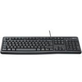 Logitech K120 Corded Keyboard clavier USB QWERTZ Allemand Noir Noir, Layout DE, Taille réelle (100 %), Avec fil, USB, QWERTZ, Noir