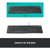 Logitech K120 Corded Keyboard clavier USB QWERTZ Allemand Noir Noir, Layout DE, Taille réelle (100 %), Avec fil, USB, QWERTZ, Noir