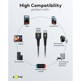 goobay Supersoft USB-C > USB-A 2.0, Câble Noir, 1 mètre