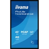 iiyama T4329AS-B1AG écran plat de PC 108 cm (42.5") 3840 x 2160 pixels 4K Ultra HD LED Écran tactile Noir Moniteur Noir (Mat), 2x HDMI, 1x USB-C, 2x USB-A, 1x RJ-45, 108 cm (42.5"), 3840 x 2160 pixels, 4K Ultra HD, LED, 6,5 ms, Noir