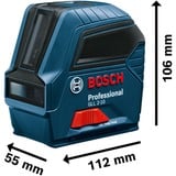 Bosch BOSCH GLL 2-10, Laser Cross Ligne Bleu/Noir, 10 m, 0,3 mm/m, 4°, 650 nm, Rouge, 630-650 nm