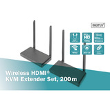 Digitus Kit d'extension KVM HDMI sans fil, Extension HDMI Noir