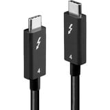 Lindy Câble Thunderbolt 4 de 2m, 40Gbit/s, PD 100W, Actif Noir, 40Gbit/s, PD 100W, Actif, Mâle, Mâle, 2 m, Noir, Nickel, 40 Gbit/s
