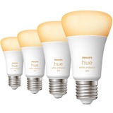 Philips Hue A60 - Ampoule connectée E27 - 800 (pack de 4), Lampe à LED Philips Hue White ambiance A60 - Ampoule connectée E27 - 800 (pack de 4), Ampoule intelligente, Blanc, Bluetooth/Zigbee, LED, E27, Lumière du jour froide, Blanc chaud