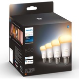 Philips Hue A60 - Ampoule connectée E27 - 800 (pack de 4), Lampe à LED Philips Hue White ambiance A60 - Ampoule connectée E27 - 800 (pack de 4), Ampoule intelligente, Blanc, Bluetooth/Zigbee, LED, E27, Lumière du jour froide, Blanc chaud