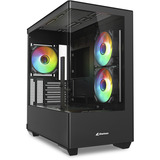 Sharkoon ELITE SHARK CM100 boîtier midi tower Noir | 2x USB-A | 1x USB-C | RGB | Verre Trempé