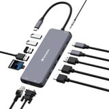Verbatim CMH-14 USB Type-C 5000 Mbit/s Argent, Station d'accueil Gris, USB Type-C, HDMI, RJ-45, USB 2.0, USB 3.2 Gen 1 (3.1 Gen 1) Type-A, USB 3.2 Gen 1 (3.1 Gen 1) Type-C, USB..., MicroSD (TransFlash), SD, 5000 Mbit/s, 60 Hz, Argent