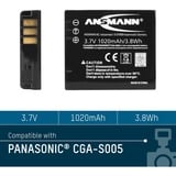Ansmann Batterie pour Appareil Photo / Caméscope A-Pan CGA S005 3.7V 1150 mAh, Batterie appareil photo 1150 mAh, 3,7 V, Lithium-Ion (Li-Ion)