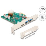 DeLOCK Carte PCI Express x1 vers 1 x USB Type-C femelle PD 30 W + 2 x USB Type-A femelle USB 5 Gbps, Contrôleur USB 