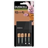 Duracell CEF14 chargeur de batterie Pile domestique Secteur Noir, Hybrides nickel-métal (NiMH), Surchauffe, Court-circuit, Sous-tension, AA, AAA, 4 pièce(s), Piles fournies