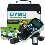 Dymo LabelManager LabelManager420P Étiqueteuse portable rechargeable | hautes performances avec connexion PC/Mac | Clavier ABC avec Malette de Transport et 4 Ruban D1, Étiqueteuse Noir/Argent, Noir, Gris