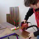 EINHELL Kit TC-JS 80/1, Scie sauteuse Rouge/Noir, Comprend une mallette et trois lames de scie (queue en T)