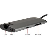 Inter-Tech GDC-802 USB 3.2 Gen 1 (3.1 Gen 1) Type-C 1000 Mbit/s Gris, Station d'accueil USB 3.2 Gen 1 (3.1 Gen 1) Type-C, HDMI, RJ-45, MMC, MicroSD (TransFlash), 1000 Mbit/s, 30 Hz, 3840 x 2160