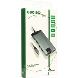 Inter-Tech GDC-802 USB 3.2 Gen 1 (3.1 Gen 1) Type-C 1000 Mbit/s Gris, Station d'accueil USB 3.2 Gen 1 (3.1 Gen 1) Type-C, HDMI, RJ-45, MMC, MicroSD (TransFlash), 1000 Mbit/s, 30 Hz, 3840 x 2160