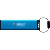 Kingston IronKey Keypad 200C USB-C de 32 Go, FIPS 140-3 niveau 3 AES-256, Clé USB FIPS 140-3 niveau 3 AES-256, 32 Go, USB Type-C, 3.2 Gen 1 (3.1 Gen 1), 145 Mo/s, Gaine, Bleu