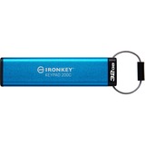 Kingston IronKey Keypad 200C USB-C de 32 Go, FIPS 140-3 niveau 3 (en attente) AES-256, Clé USB FIPS 140-3 niveau 3 (en attente) AES-256, 32 Go, USB Type-C, 3.2 Gen 1 (3.1 Gen 1), 145 Mo/s, Housse, Bleu