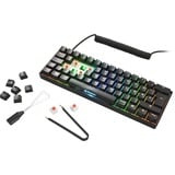 Sharkoon SGK50 S4 clavier USB QWERTY Portuguais Noir Noir, Layout PT, Kailh Red, 60%, 60%, USB, QWERTY, LED RGB, Noir