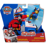 Spin Master VÉHICULE + FIGURINE FIRE RESCUE CHASE La Pat' Patrouille, Jeu véhicule PAW Patrol VÉHICULE + FIGURINE FIRE RESCUE CHASE La Pat' Patrouille, Voiture de police, 3 an(s), Plastique, Multicolore