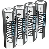 Ansmann Extreme Lithium AA Mignon Batterie à usage unique Argent, Batterie à usage unique, Lithium, 4 pièce(s), 10 année(s), Argent, -40 - 60 °C